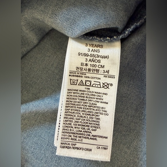 Baby GAP Toddler Medium Indigo Wash Button Down Shirt, Size 3 Years, 3T Unisex - Picture 8 of 8